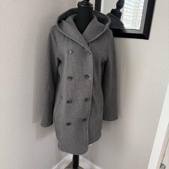 JAMES PERSE Gray Cotton Double Breasted Hooded Peacoat Jacket 4 - Picture 2 of 12